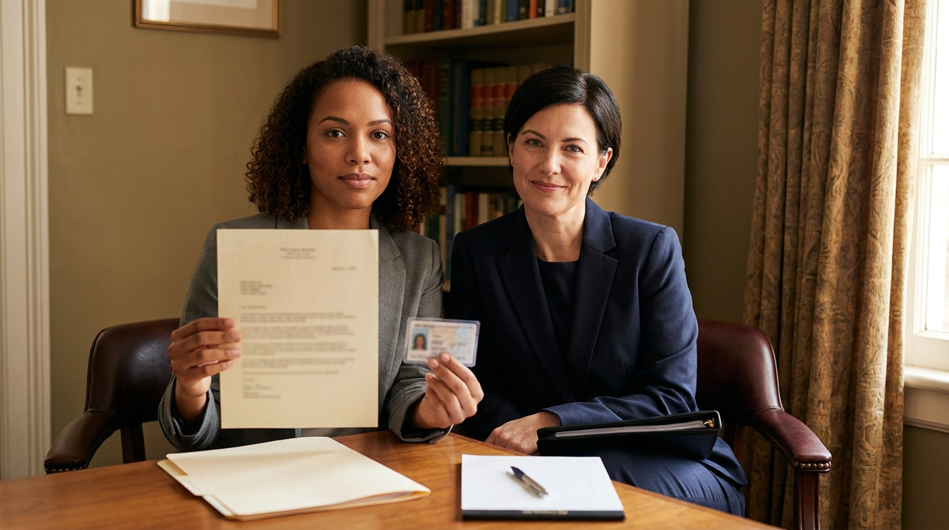 Framingham T visa and U visa attorney with a client holding an approved petition notice