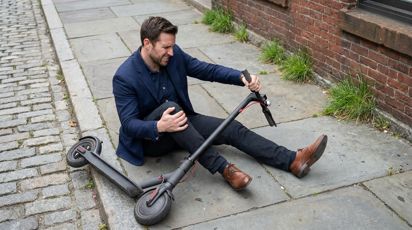 Man injured on a Boston sidewalk after an electric scooter accident