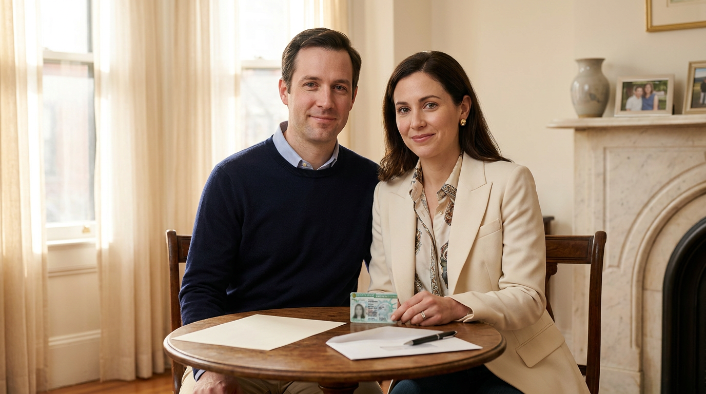 Married couple in Boston, MA with a permanent resident card after a marriage-based green card petition