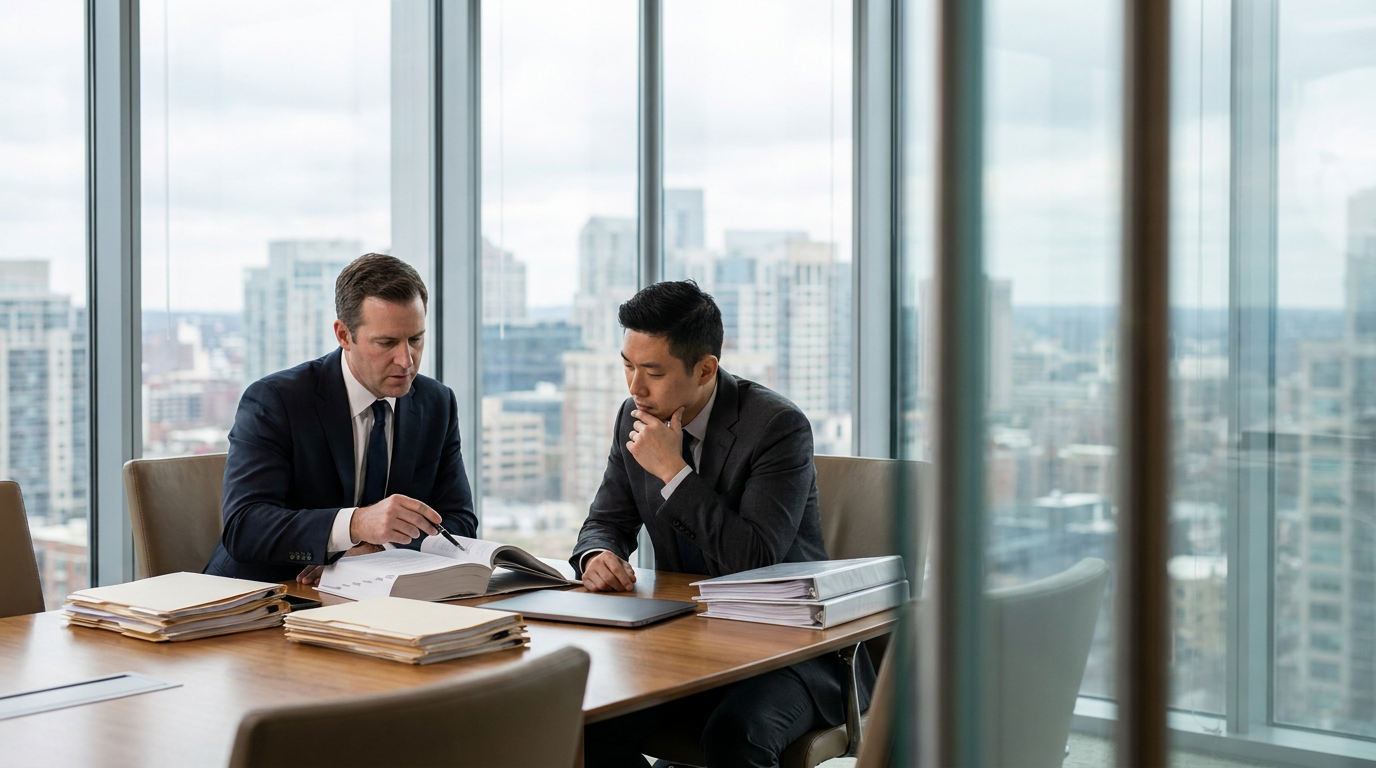 Framingham EB-1 visa attorney reviewing I-140 petition evidence with a professional client