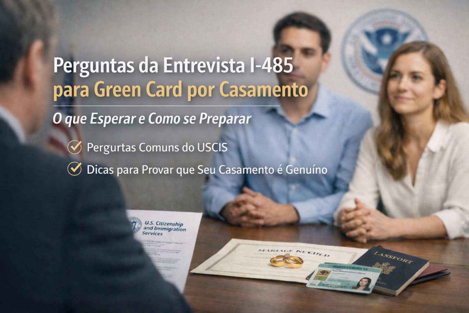 Entrevista I-485 Para Green Card Por Casamento – Perguntas E Como Se Preparar Perguntas da entrevista I-485 para Green Card por casamento com casal em entrevista do USCIS e documentos de imigração