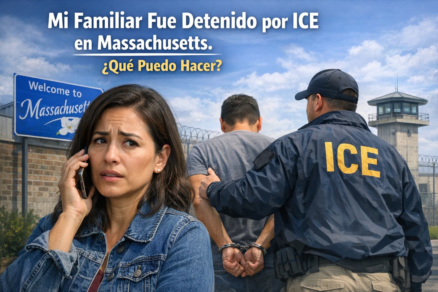 Qué Hacer Si Un Familiar Es Detenido Por ICE En Massachusetts Familia preocupada tras la detención de un familiar por ICE en Massachusetts frente a un centro de detención